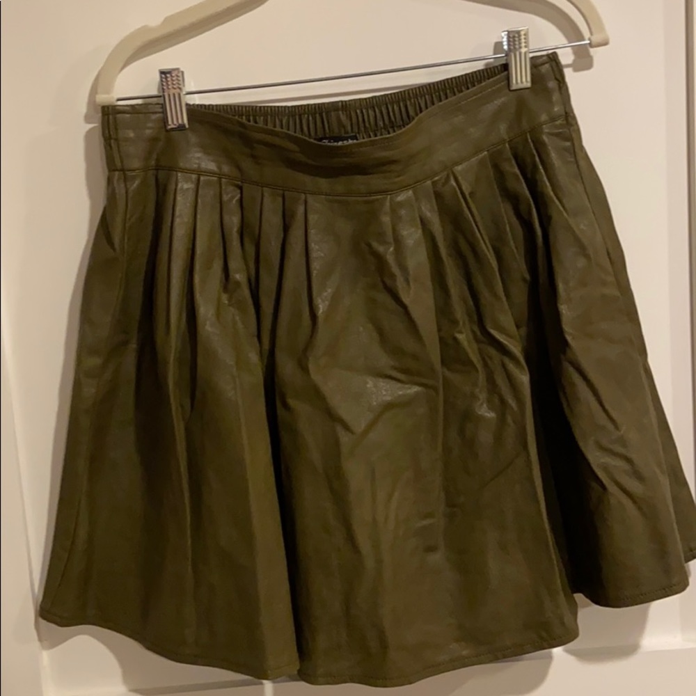 Faux Leather Olive Skirt